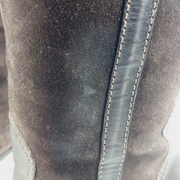 Franco Sarto Tall Brown Leather Suede Block Heel Rounded Toe Boots X230 - Picture 11 of 15